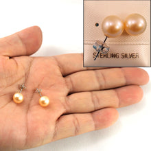 Load image into Gallery viewer, Sterling Silver Pale Pink Pearl Stud Earrings (7.5–8mm)