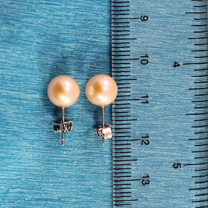 Sterling Silver Pale Pink Pearl Stud Earrings (7.5–8mm)