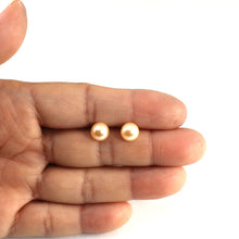Load image into Gallery viewer, Sterling Silver Pale Pink Pearl Stud Earrings (7.5–8mm)