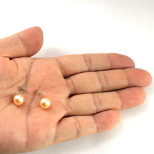 Load image into Gallery viewer, Sterling Silver Pale Pink Pearl Stud Earrings (7.5–8mm)