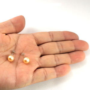 Sterling Silver Pale Pink Pearl Stud Earrings (7.5–8mm)