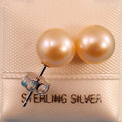 Sterling Silver Pale Pink Pearl Stud Earrings (7.5–8mm)