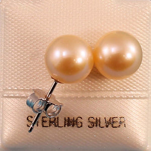 Sterling Silver Pale Pink Pearl Stud Earrings (7.5–8mm)