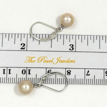 Load image into Gallery viewer, Sterling Silver 7–7.5mm Peach Pearl Leverback Dangle Earrings