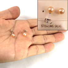 Load image into Gallery viewer, Sterling Silver Peach Pearl Stud Earrings (4.5–5mm)
