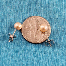 Load image into Gallery viewer, Sterling Silver Peach Pearl Stud Earrings (4.5–5mm)