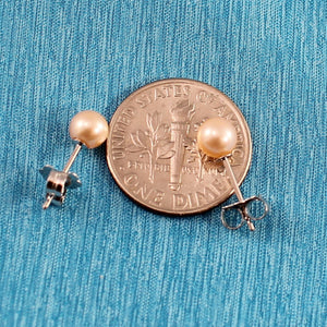Sterling Silver Peach Pearl Stud Earrings (4.5–5mm)