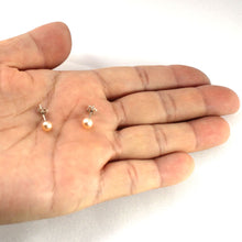 Load image into Gallery viewer, Sterling Silver Peach Pearl Stud Earrings (4.5–5mm)