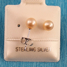 Load image into Gallery viewer, Sterling Silver Peach Pearl Stud Earrings (4.5–5mm)