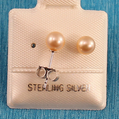 Sterling Silver Peach Pearl Stud Earrings (4.5–5mm)