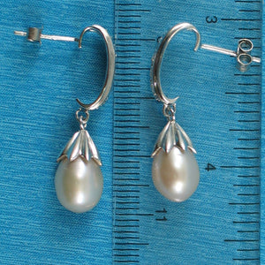 Sterling Silver Pink Pearl & CZ Dangle Earrings