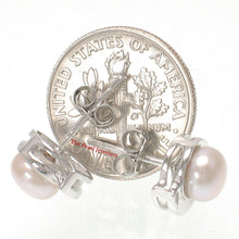 Load image into Gallery viewer, Sterling Silver Pink Pearl Stud Earrings – Rhodium Plated