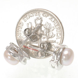 Sterling Silver Pink Pearl Stud Earrings – Rhodium Plated
