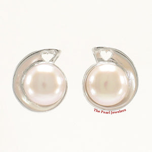 Sterling Silver Pink Pearl Stud Earrings – Rhodium Plated