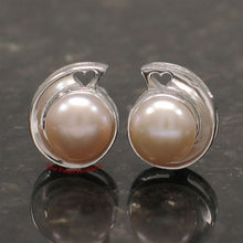 Load image into Gallery viewer, Sterling Silver Pink Pearl Stud Earrings – Rhodium Plated