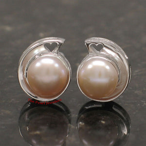 Sterling Silver Pink Pearl Stud Earrings – Rhodium Plated