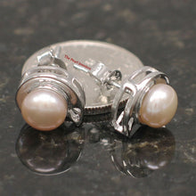 Load image into Gallery viewer, Sterling Silver Pink Pearl Stud Earrings – Rhodium Plated