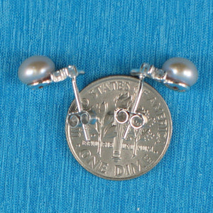 Sterling Silver Pink Pearl & 4 CZ Stud Earrings