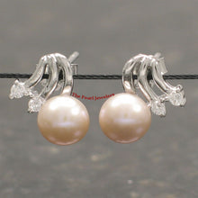 Load image into Gallery viewer, Sterling Silver Pearl &amp; 4 CZ Stud Earrings (White, Black, Pink)