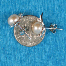 Load image into Gallery viewer, Sterling Silver Pink Pearl &amp; CZ Stud Earrings