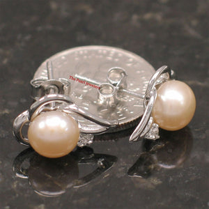 Sterling Silver Pink Pearl & CZ Stud Earrings