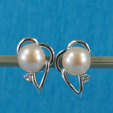 Sterling Silver Pink Pearl & CZ Stud Earrings