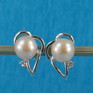 Sterling Silver Cultured Pearl & CZ Stud Earrings (White, Black, Pink)