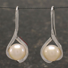 Load image into Gallery viewer, Sterling Silver Wave Hook Cultured Pearl Earrings
