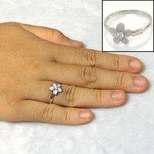 Load image into Gallery viewer, Sterling Silver Plumeria Flower Ring with Cubic Zirconia (10mm)