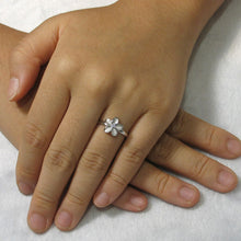 Load image into Gallery viewer, Sterling Silver Plumeria Flower Ring with Cubic Zirconia (10mm)