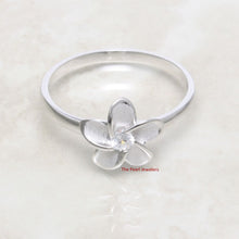 Load image into Gallery viewer, Sterling Silver Plumeria Flower Ring with Cubic Zirconia (10mm)