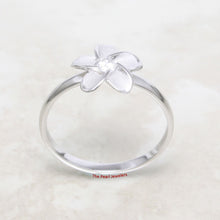 Load image into Gallery viewer, Sterling Silver Plumeria Flower Ring with Cubic Zirconia (10mm)