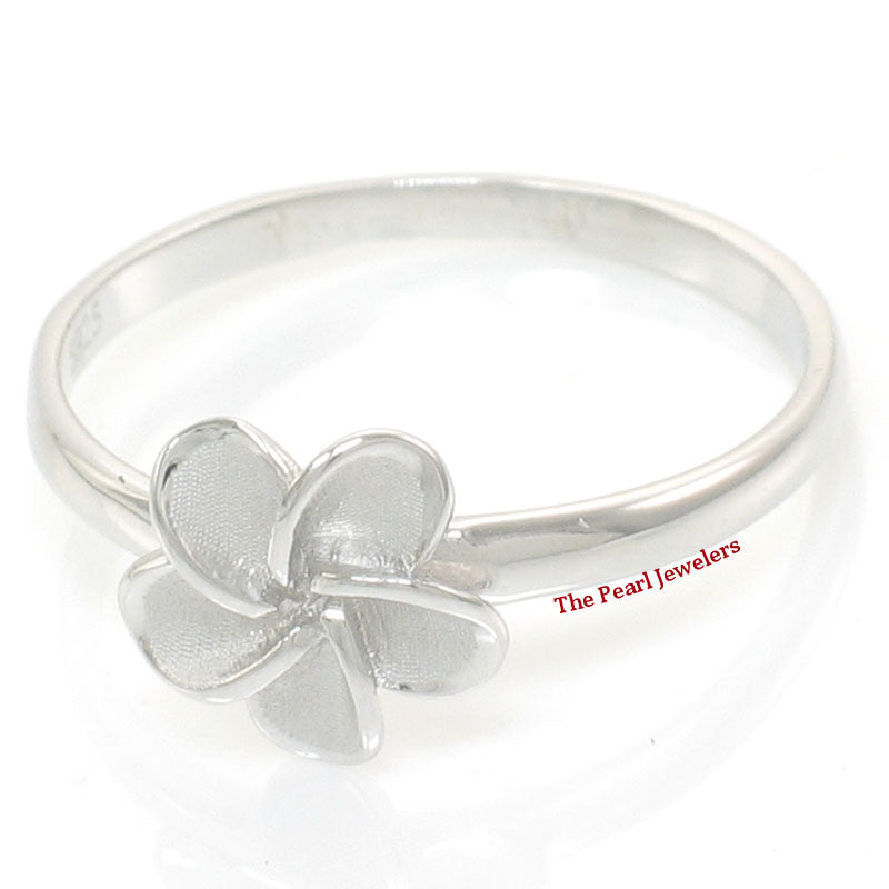 Sterling Silver Plumeria Flower Ring (8.5mm)