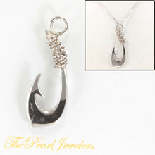 Load image into Gallery viewer, Sterling Silver Polynesian Fish Hook Pendant Necklace