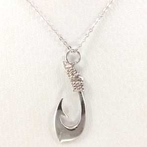 Sterling Silver Polynesian Fish Hook Pendant Necklace
