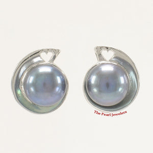 Sterling Silver Black Pearl Stud Earrings – Rhodium Plated