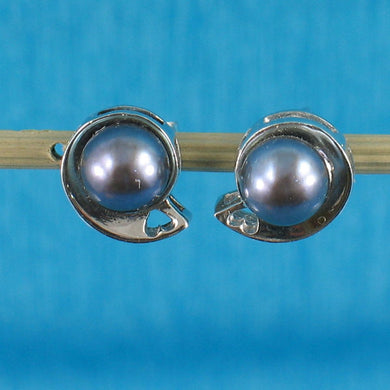 Sterling Silver Black Pearl Stud Earrings – Rhodium Plated