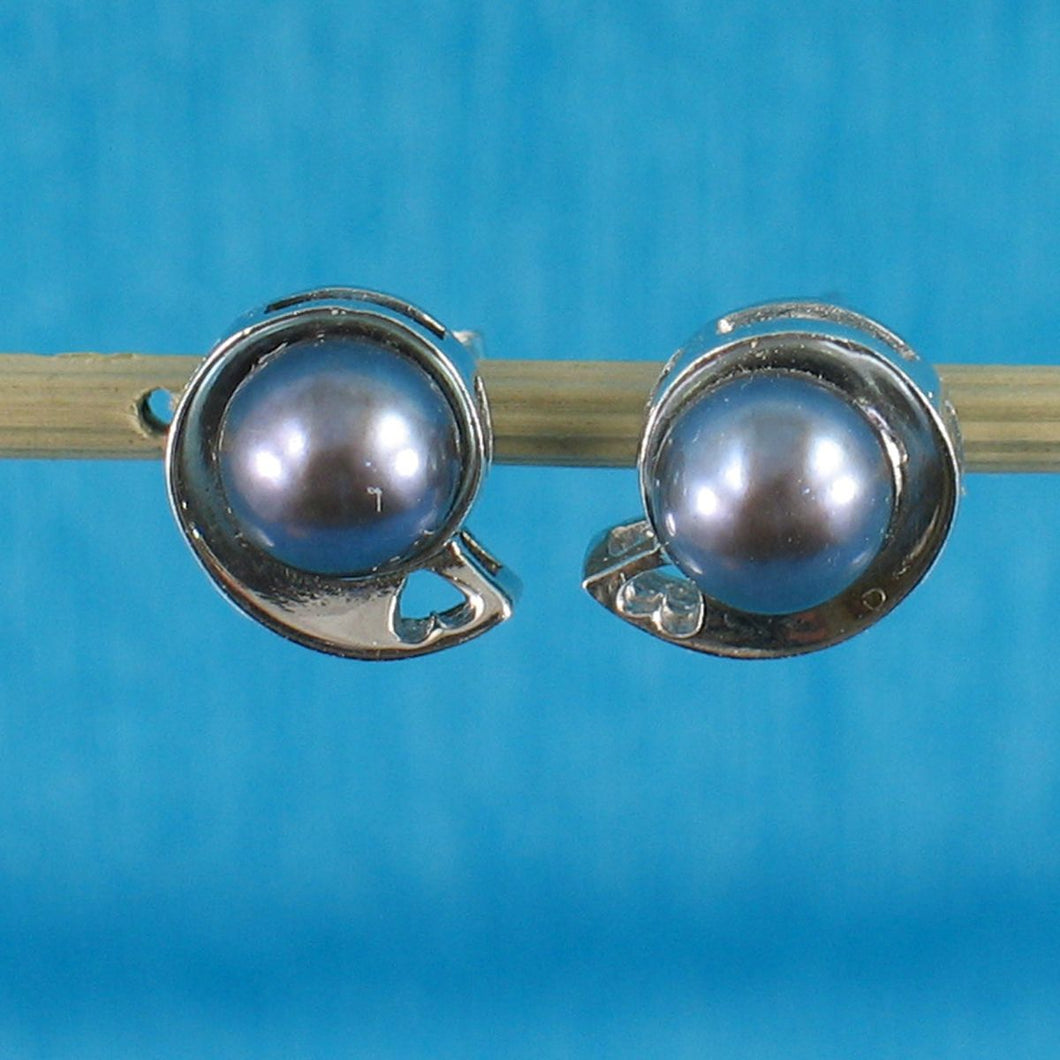 Sterling Silver Black Pearl Stud Earrings – Rhodium Plated