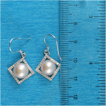 Load image into Gallery viewer, Sterling Silver Lavender Pearl CZ Rhombus Hook Earrings