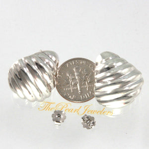 Sterling Silver Ribbed Dome Post Earrings