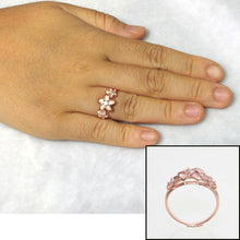 Load image into Gallery viewer, Sterling Silver Triple Plumeria Ring with White Cubic Zirconia (Rose Gold Plated)