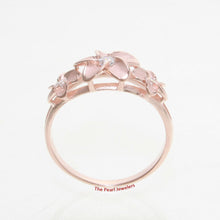 Load image into Gallery viewer, Sterling Silver Triple Plumeria Ring with White Cubic Zirconia (Rose Gold Plated)