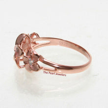 Load image into Gallery viewer, Sterling Silver Triple Plumeria Ring with White Cubic Zirconia (Rose Gold Plated)