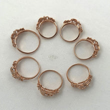 Load image into Gallery viewer, Sterling Silver Triple Plumeria Ring with White Cubic Zirconia (Rose Gold Plated)