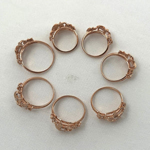 Sterling Silver Triple Plumeria Ring with White Cubic Zirconia (Rose Gold Plated)
