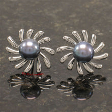 Load image into Gallery viewer, Sterling Silver Sun-Shaped Cultured Pearl Stud Earrings