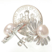 Load image into Gallery viewer, Sterling Silver Sunburst Pink Pearl Stud Earrings