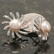 Load image into Gallery viewer, Sterling Silver Sunburst Pink Pearl Stud Earrings