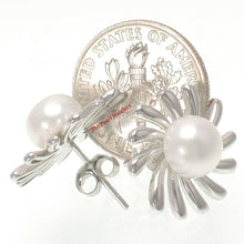 Load image into Gallery viewer, Sterling Silver Sunburst White Pearl Stud Earrings