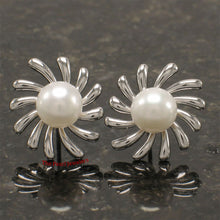 Load image into Gallery viewer, Sterling Silver Sun-Shaped Cultured Pearl Stud Earrings